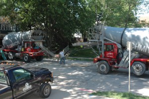 Dueling cement trucks